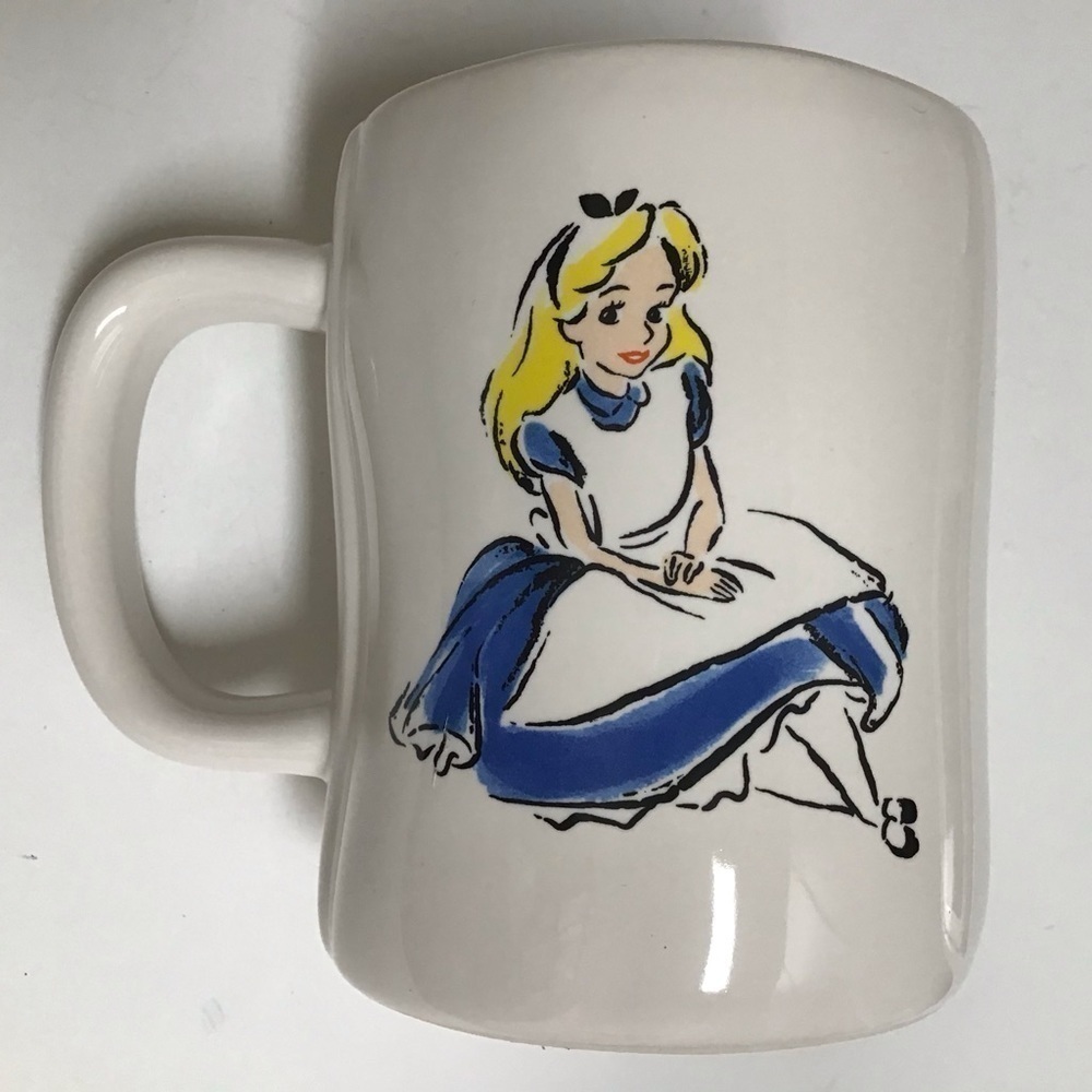 NEW Rae Dunn Artisan Disney Alice In Wonderland Mug Double Sided Alice Sitting - Picture 5 of 14